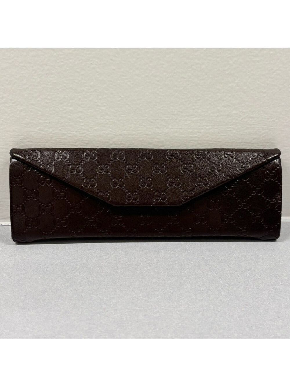 GUCCI trifold hard shell eyeglass case brown monogrammed luxury glasses case